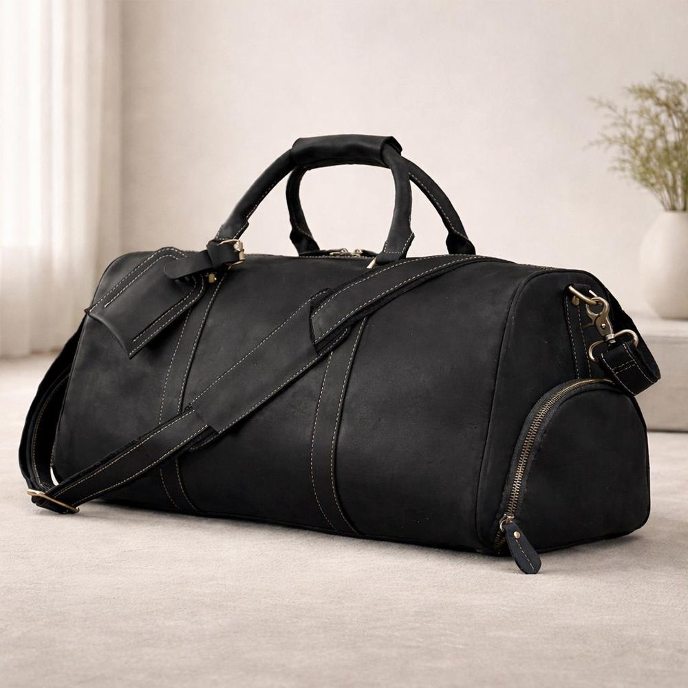 Vintage Leather Duffel Bag – Men's Large detail photo 2