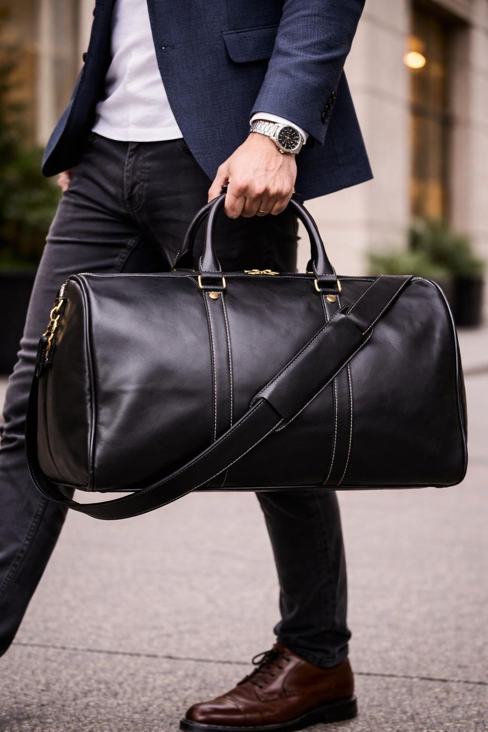 Vintage Leather Men's Travel Bag – Crazy-horse detail photo 2
