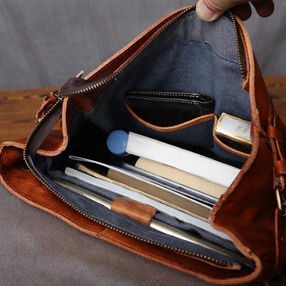 Vintage Leather Men’s Backpack detail photo 3