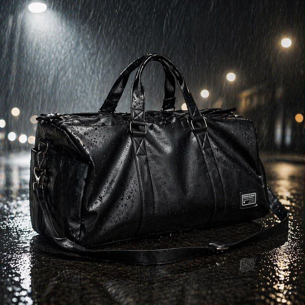 Vintage PU Leather Duffel Bag – Men’s detail photo 3