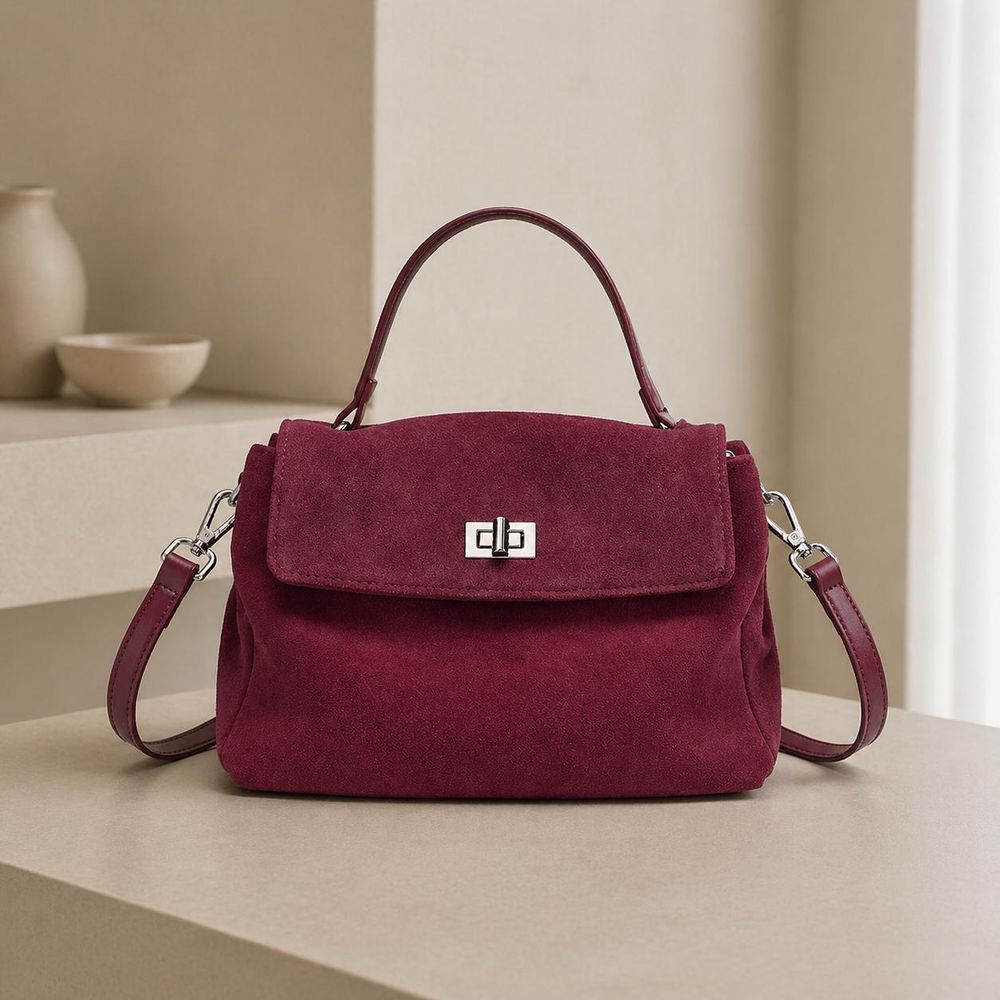 Women's Suede Leather Crossbody Bag detail photo 3
