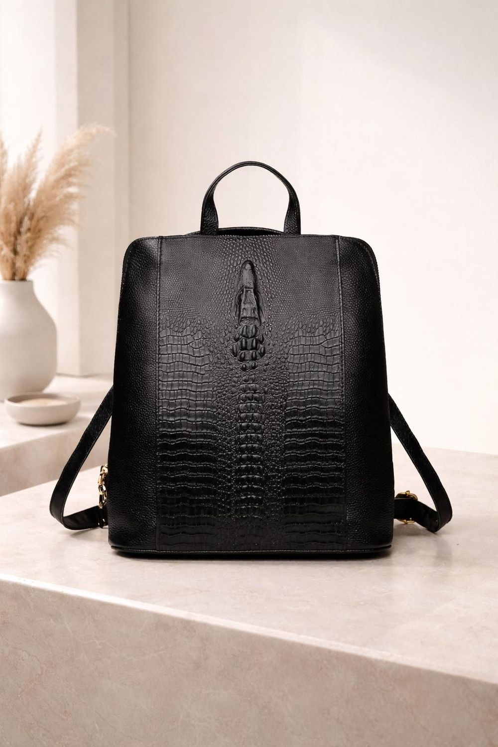 Women’s Crocodile Pattern Leather Backpack - Backpack from Tin Bucket Mercantile