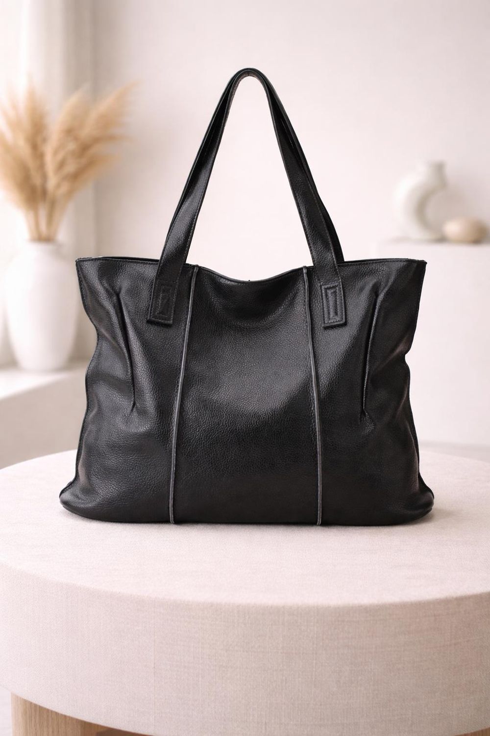 Women’s Large Capacity Cowhide Handbag – Retro detail photo 3