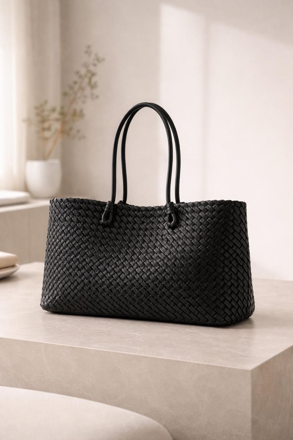 Woven Tote Bag – Large Capacity Shoulder detail photo 2